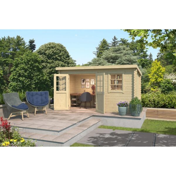 Lasita Holz-Gartenhaus Amira Flachdach Unbehandelt 380 cm x 175 cm