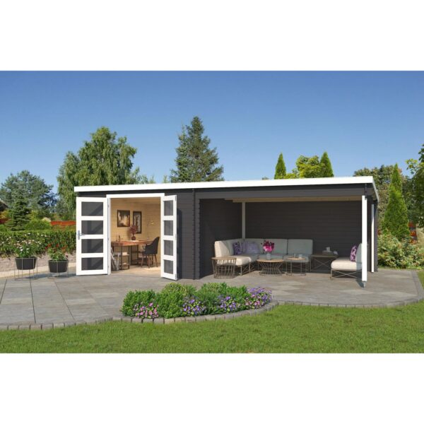 Lasita Holz-Gartenhaus New Orleans Flachdach Lasiert 710 cm x 330 cm Lasita Holz-Gartenhaus New Orleans Flachdach Lasiert 710 cm x 330 cm