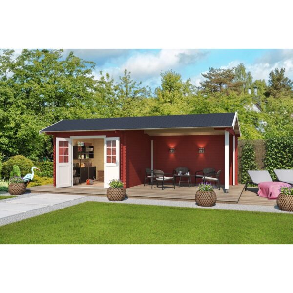 Lasita Holz-Gartenhaus New York Satteldach Schwedenrot Lasiert 680 cm x 300 cm Lasita Holz-Gartenhaus New York Satteldach Schwedenrot Lasiert 680 cm x 300 cm