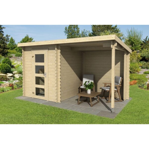Lasita Holz-Gartenhaus Jelle Plus Flachdach Unbehandelt 370 cm x 175 cm