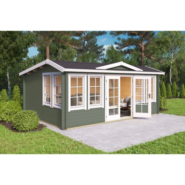 Lasita Holz-Gartenhaus Balmoral 44 Satteldach Lasiert 530 cm x 380 cm