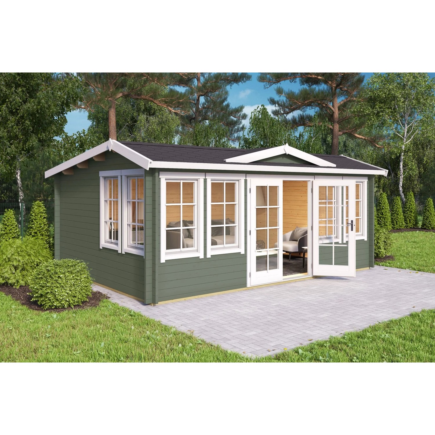 Lasita Holz-Gartenhaus Balmoral 44 Satteldach Lasiert 530 cm x 380 cm