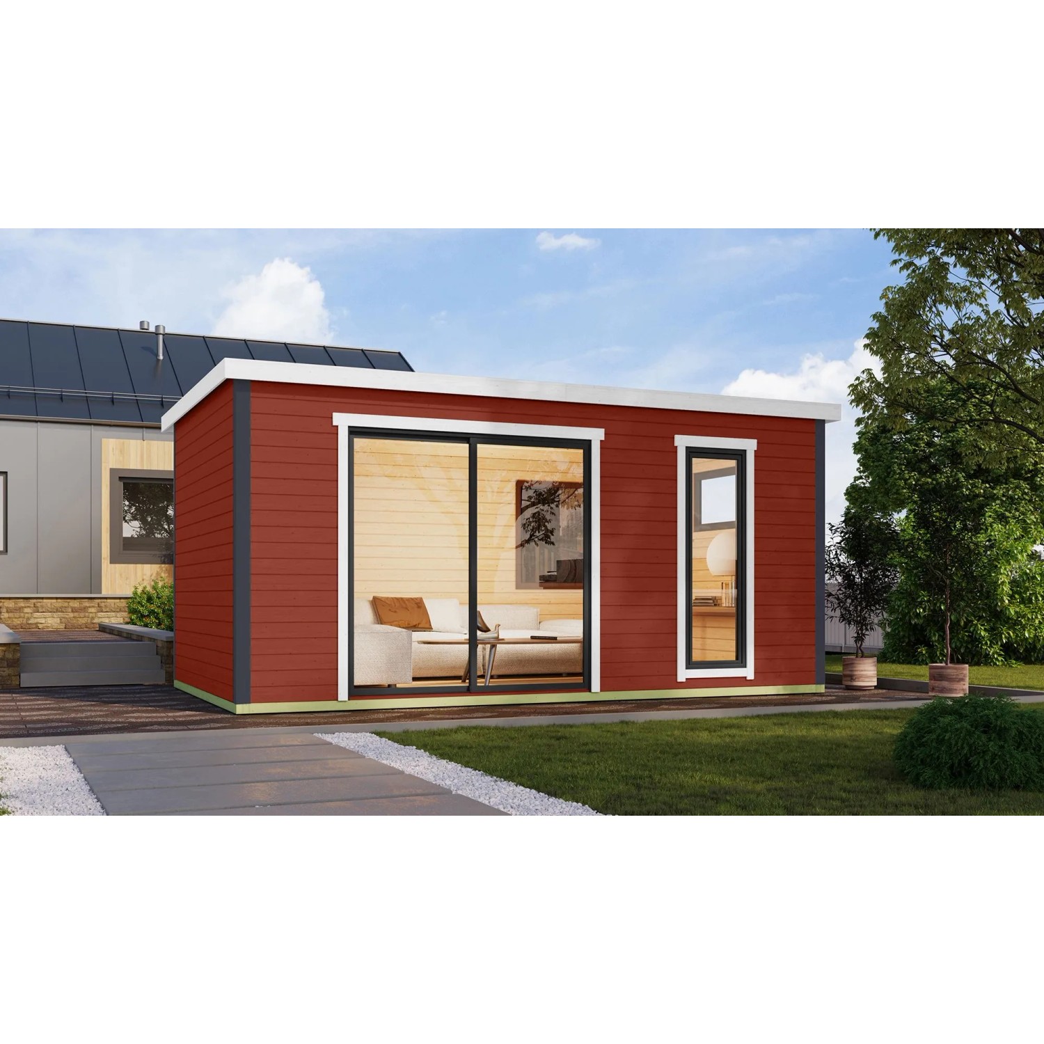 Lasita Holz-Gartenhaus Austin 7 Flachdach Lasiert 505.6 cm x 295.6 cm