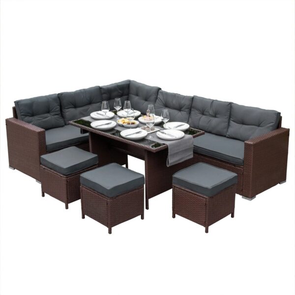 Monstershop Polyrattan Gartenmöbel Set Braun