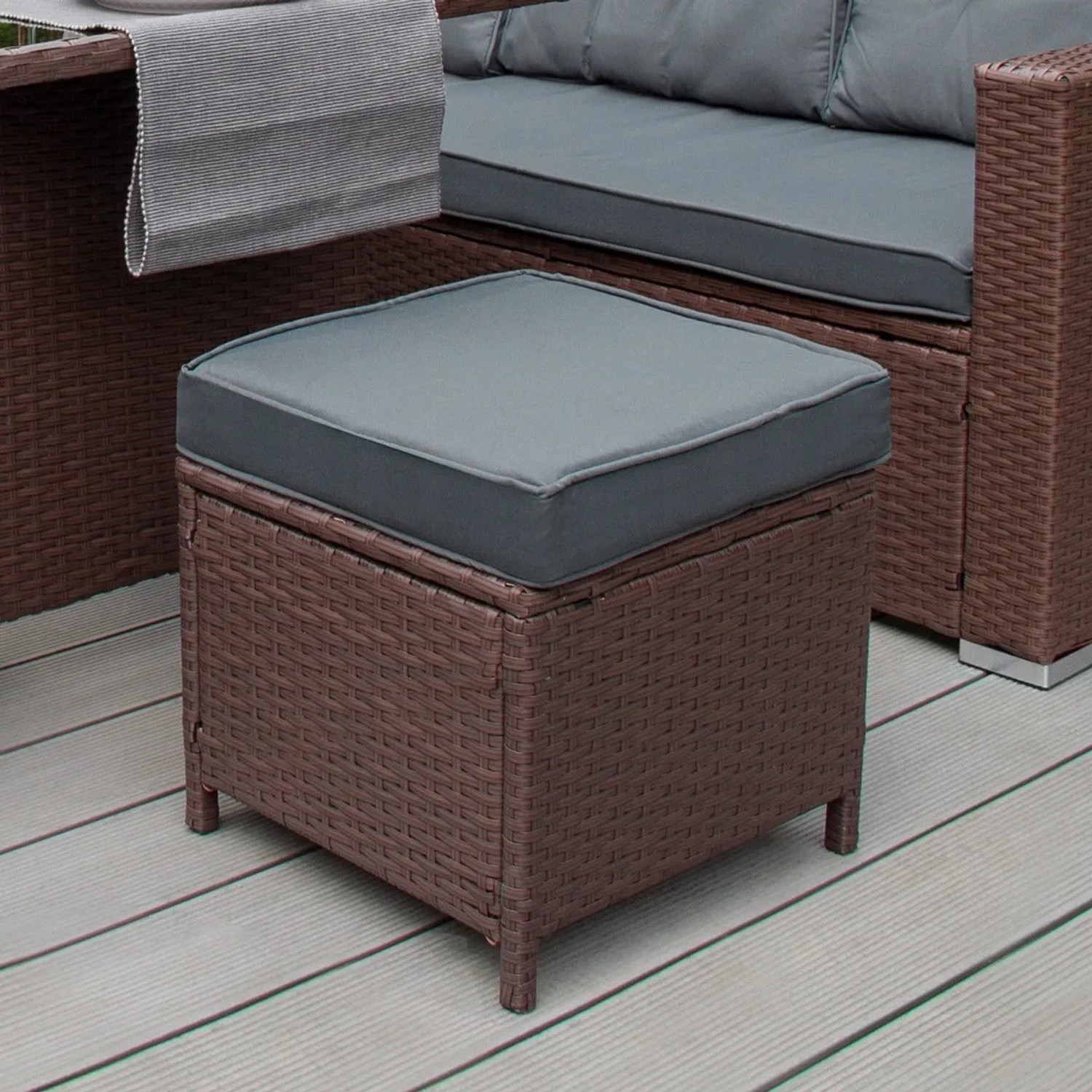 Monstershop Rattan Eckgarnitur & Kissenbox Braun