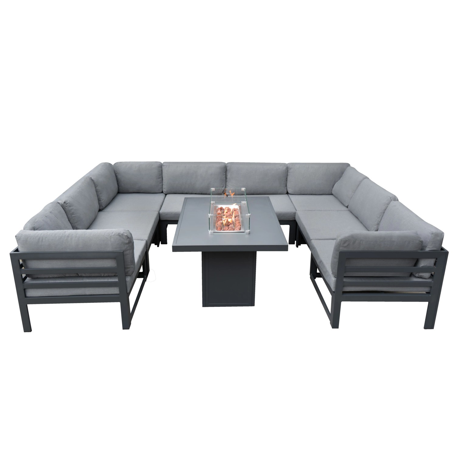Monstershop Modulares Gartenlounge Set mit integrierter Feuerstelle