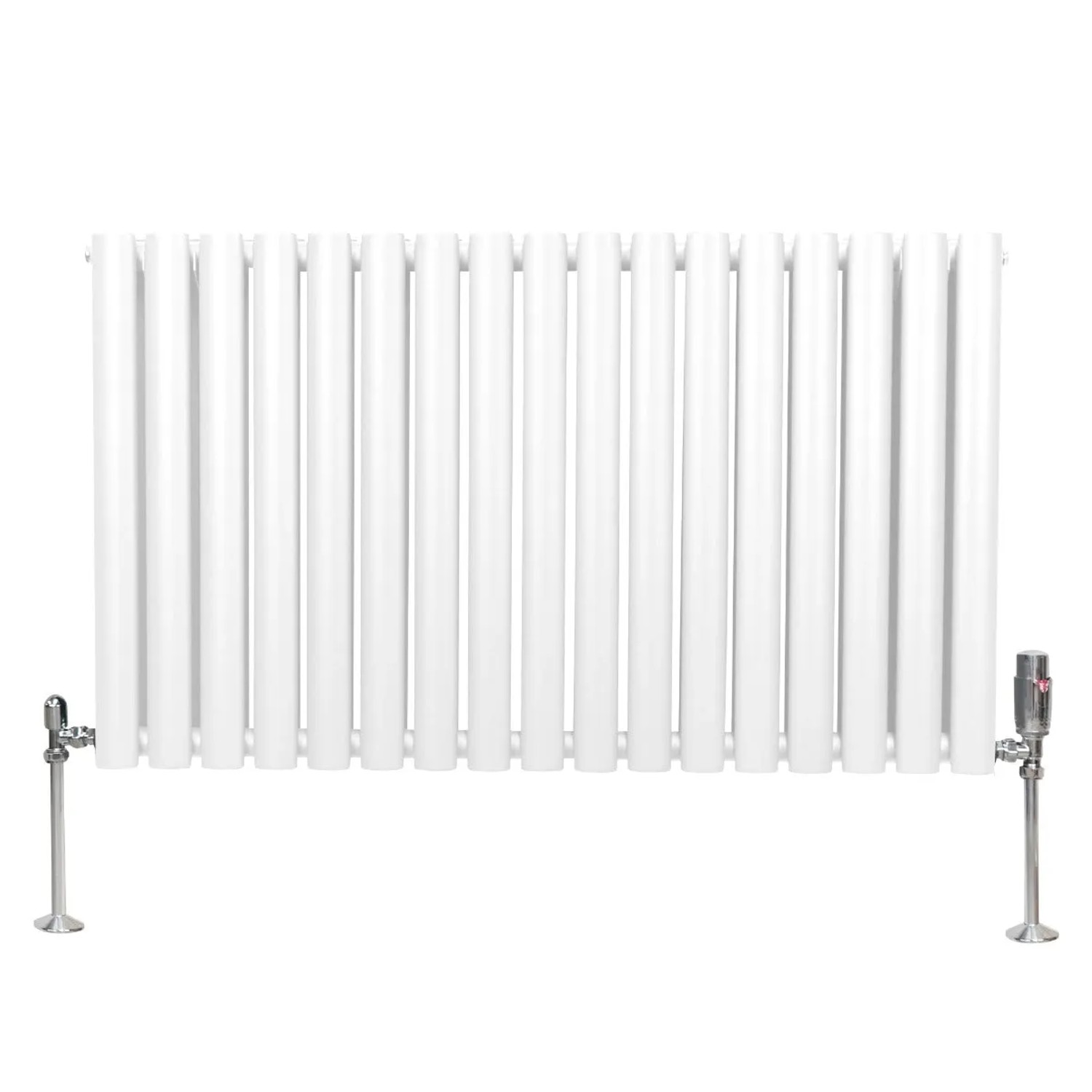 Monstershop Oval Röhrenheizkörper & Chrom Thermostatventile 600mm x 1020mm Weiß