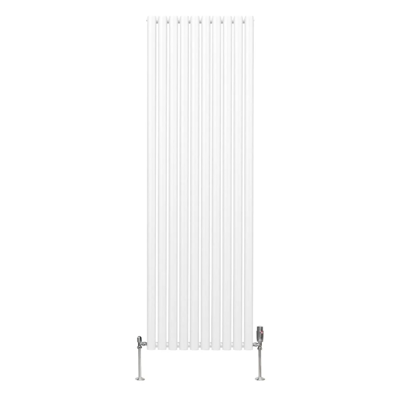 Monstershop Oval Röhrenheizkörper & Chrom Thermostatventile 1800mm x 600mm Weiß