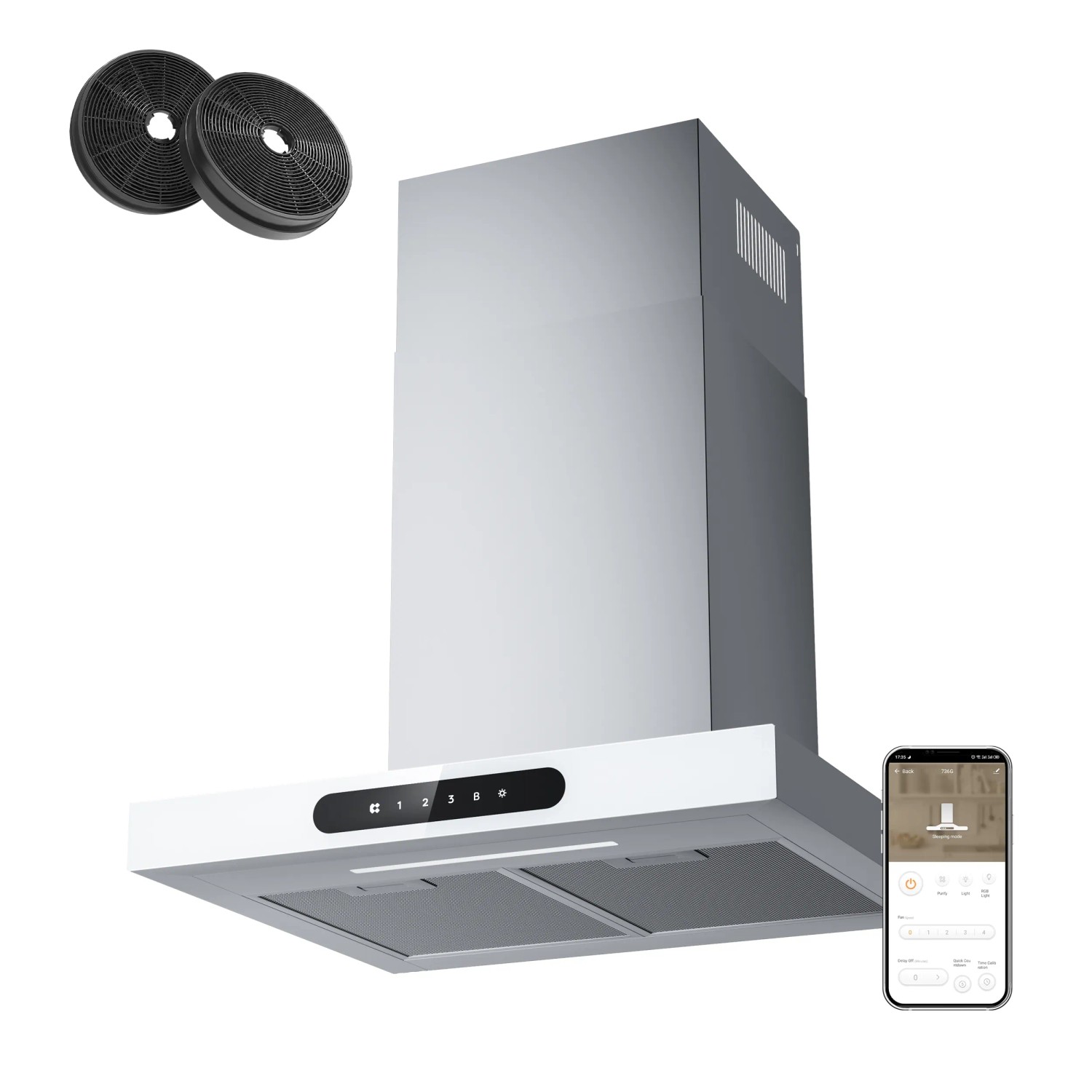 CIARRA Dunstabzugshaube A+++ 650 m³/h 60 cm WIFI-APP Touch Control VM6102W