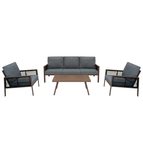 Jardi 4-Teilige Aluminium-Sofagarnitur Holz