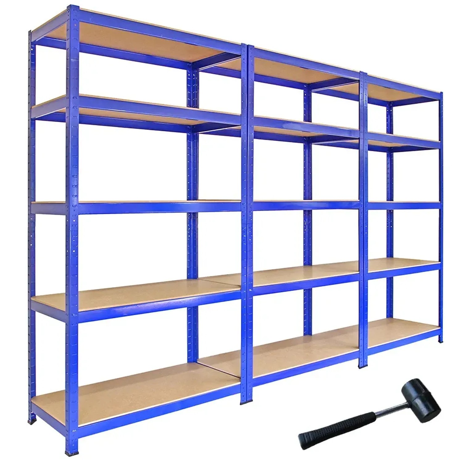 Monstershop 3 x Monster Racking T-Rax 90cm Lagerregal Blau mit Gratis Gummihammer