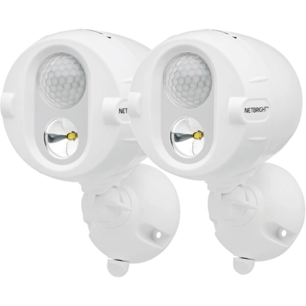 Mr. Beams MBN342 LED-Batterie-Außenstrahler mit Bewegungsmelder Weiß 2er-Pack