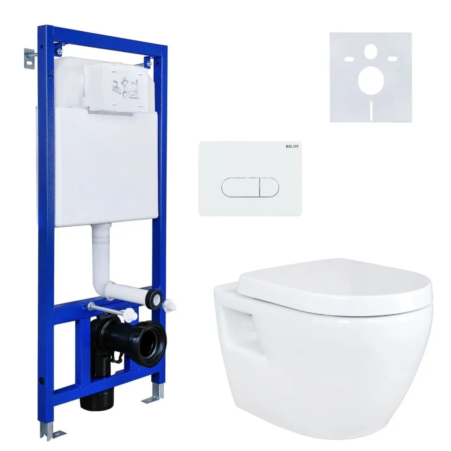 Belvit Wand / Hänge WC Toilette Softclose-Deckel Vorwandelement Betätigungsplatte