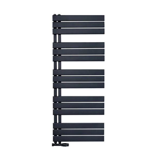 Belrad Handtuchheizkörper/Badheizkörper Paneel Anschluss Linksseitig Schwarz 1600x600