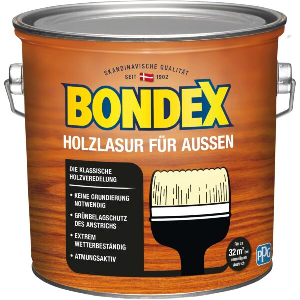 Bondex Holzlasur für Außen Ebenholz seidenglänzend 2,5, Bondex Holzlasur für Außen Ebenholz seidenglänzend 2,5,