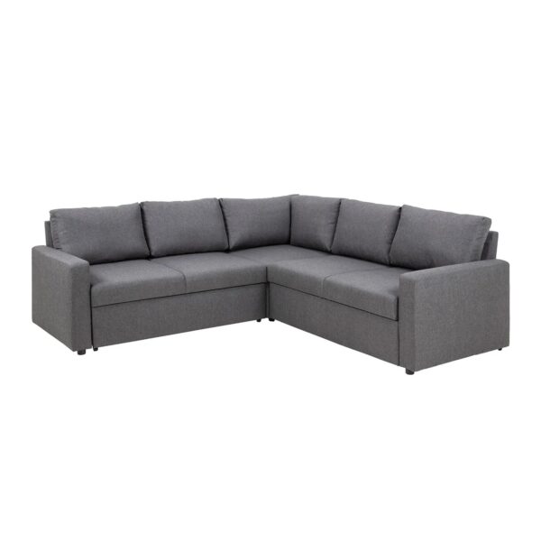 ebuy24 Sacramento Ecksofa Versteckte Aufbewahrung und Ausziehbares Bett Grau