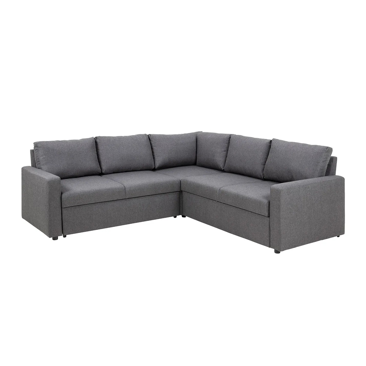 ebuy24 Sacramento Ecksofa Versteckte Aufbewahrung und Ausziehbares Bett Grau