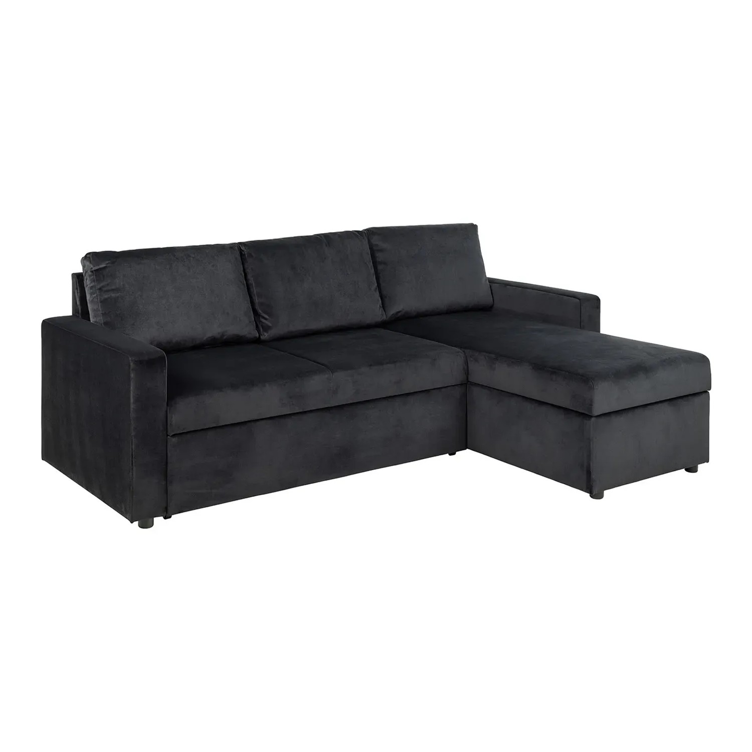 ebuy24 Sacramento Schlafsofa Chaiselong Wendbar Versteckte Aufbewahrung und Ausziehbares Bett AntracitGrau