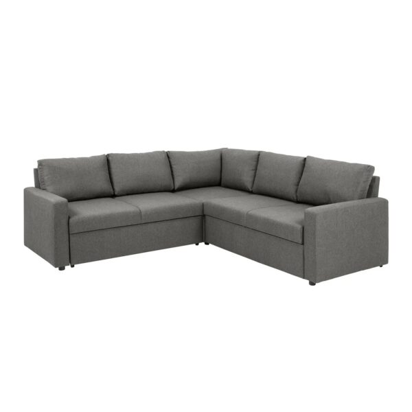 ebuy24 Sacramento Ecksofa Versteckte Aufbewahrung und Ausziehbares Bett HellGrau