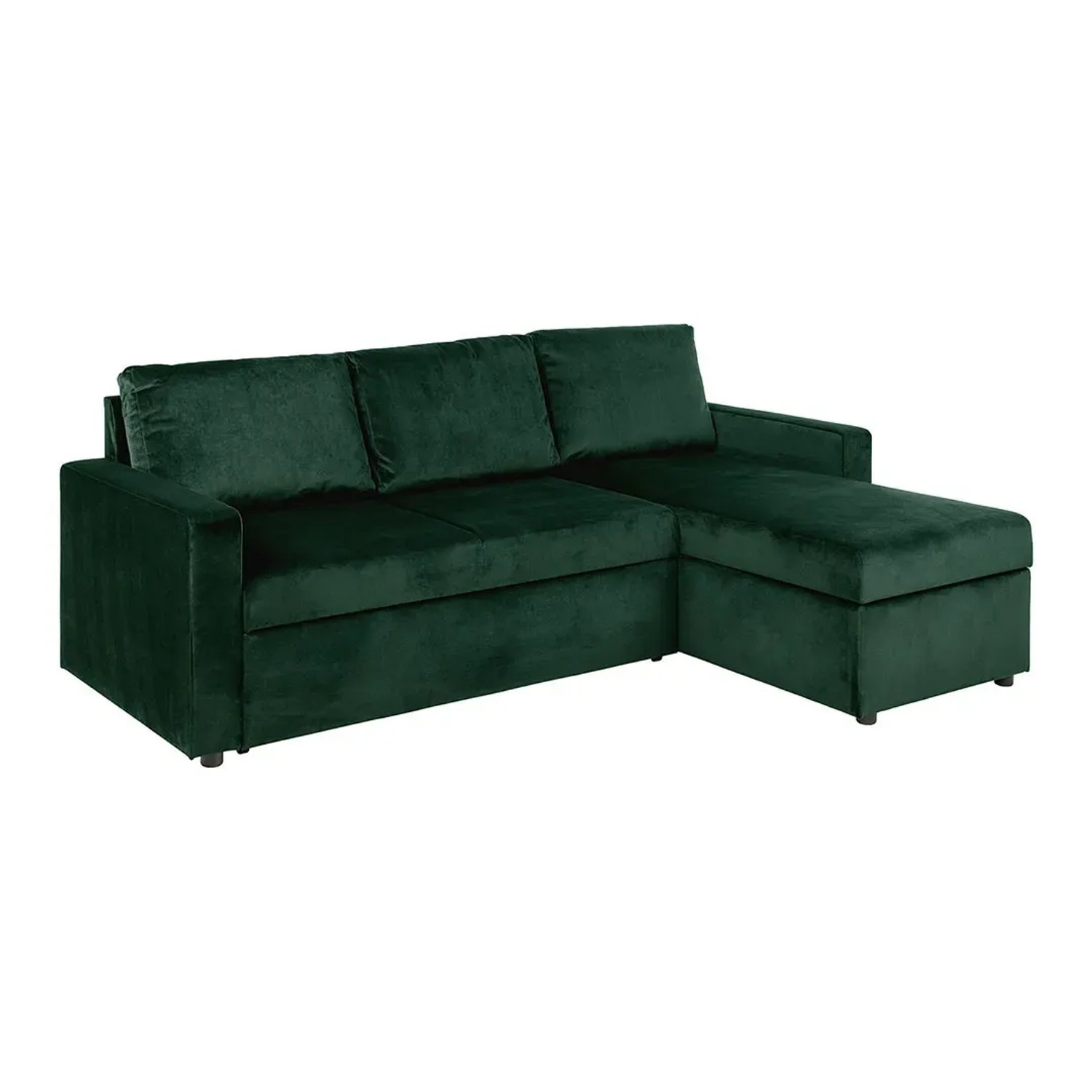 ebuy24 Sacramento Schlafsofa Chaiselong Wendbar Versteckte Aufbewahrung und Ausziehbares Bett Dunkelgrün