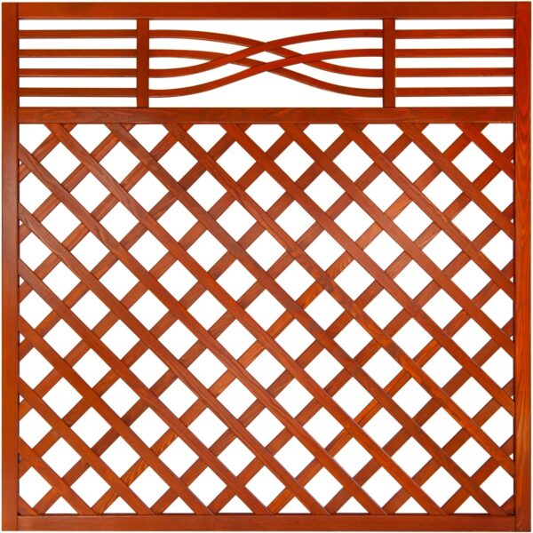 Zaunelement Malaga mit Gitter 180 cm x 180 cm Teak