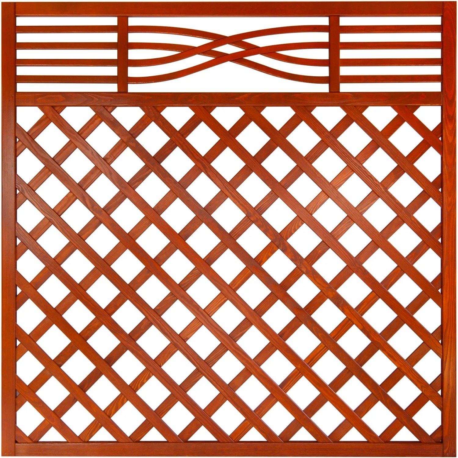 Zaunelement Malaga mit Gitter 180 cm x 180 cm Teak
