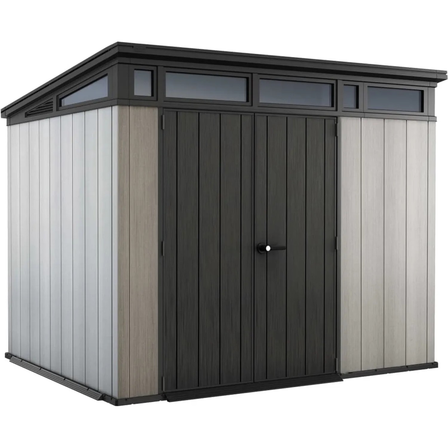 Keter Gartenhaus Artisan 97 mit Fenstern Doppeltüren Kunststoff Grau 277x218x226 cm