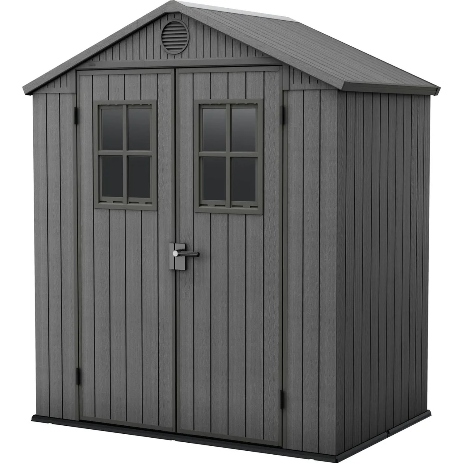 Keter Gartenhaus Darwin 64 mit Fenster Satteldach Kunststoff Grau 190x122x221 cm