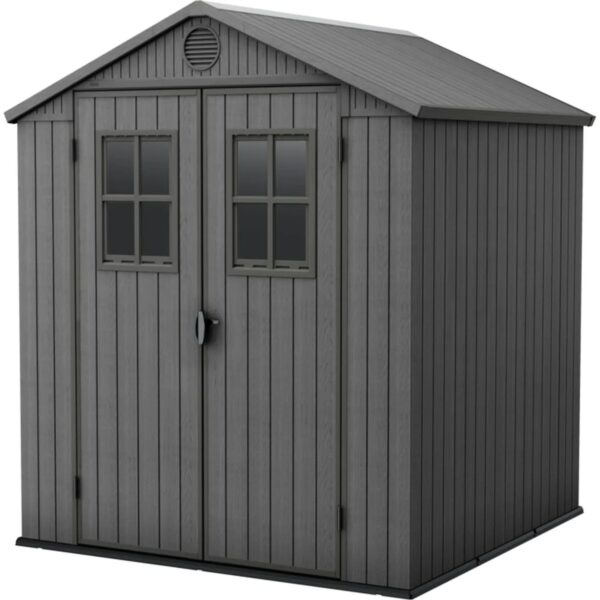 Keter Gartenhaus Darwin 66 mit Satteldach Kunststoff Grau 190x183x221 cm