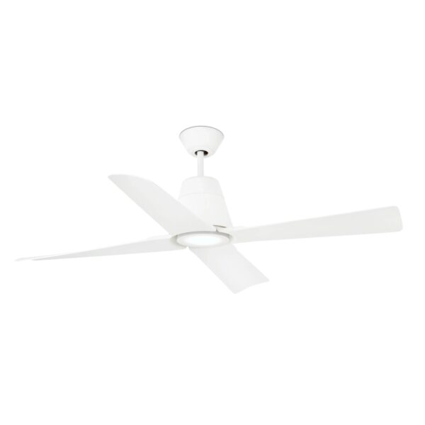 FARO Outdoor Energiespar Deckenventilator mit LED Beleuchtung und Fernbedienung Typhoon Weiß 130 cm IP44