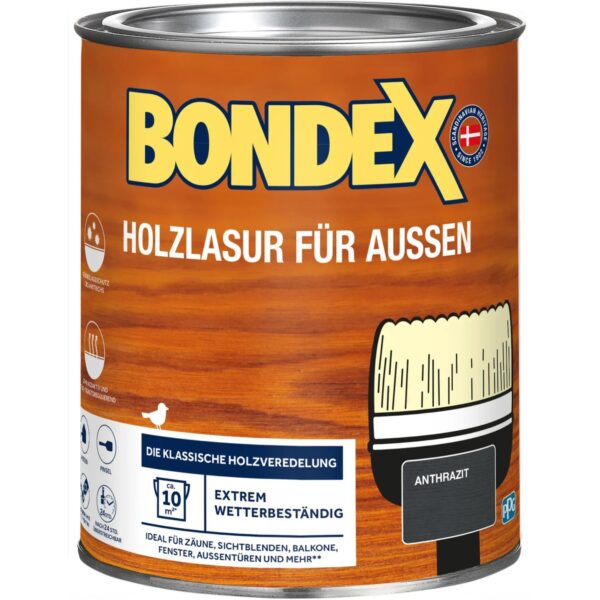Bondex Holzlasur für Außen Anthrazit 750 ml