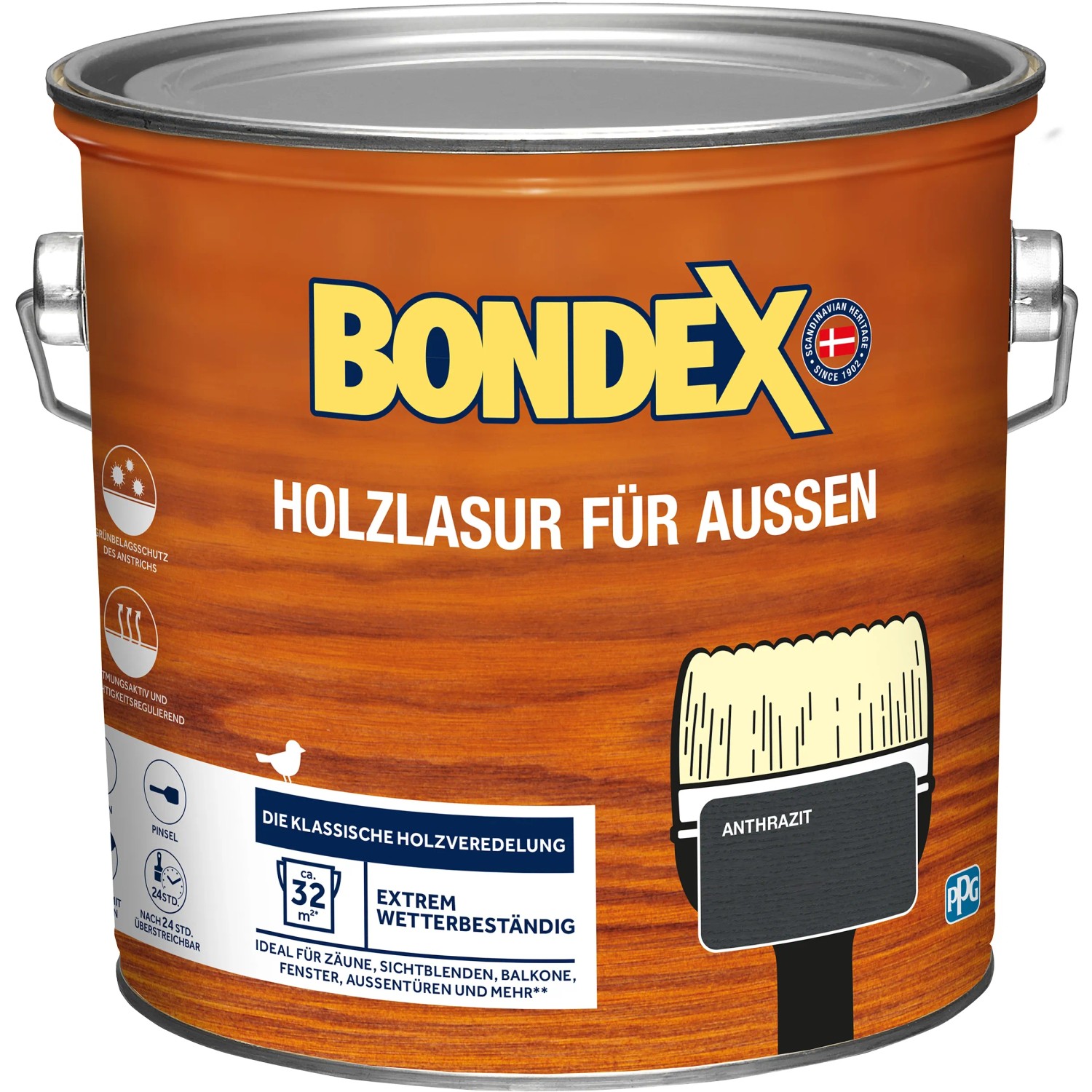 Bondex Holzlasur für Außen Anthrazit 2,5,