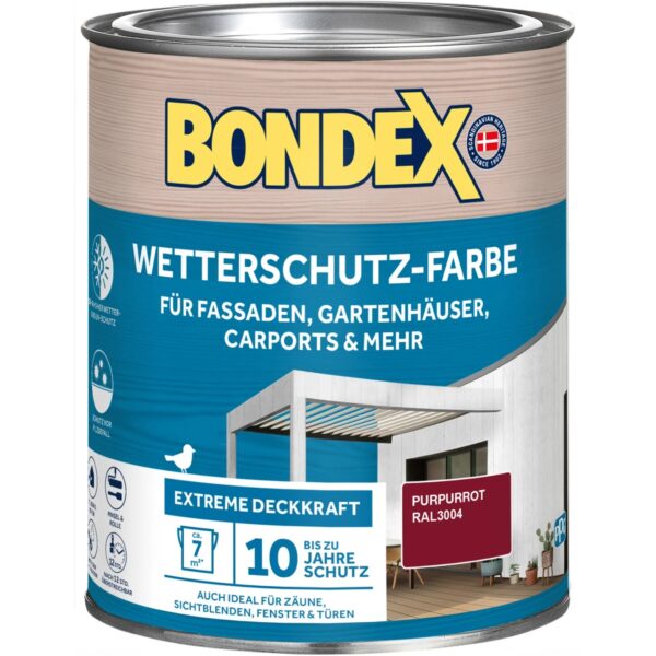 Bondex Wetterschutz-Farbe RAL 3004 Purpurrot 750 ml