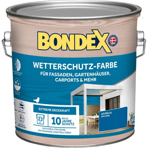 Bondex Wetterschutz-Farbe RAL 5009 Azurblau 2,5,