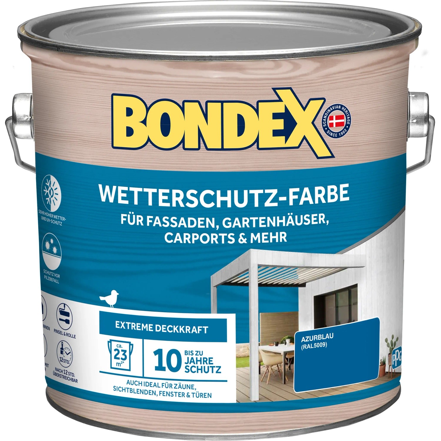 Bondex Wetterschutz-Farbe RAL 5009 Azurblau 2,5,