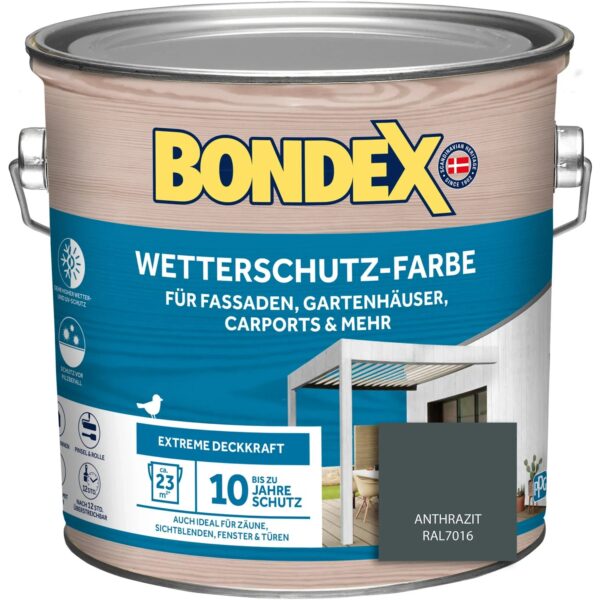 Bondex Wetterschutz-Farbe RAL 7016 Anthrazit 2,5,