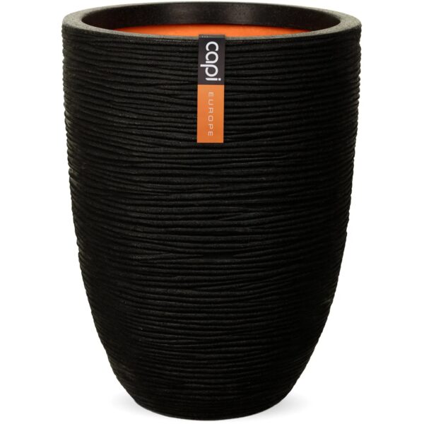 Capi Pflanztopf Nature Rib Elegant niedrig Riffel Ø 36 cm x 47 cm Schwarz Capi Pflanztopf Nature Rib Elegant niedrig Riffel Ø 36 cm x 47 cm Schwarz