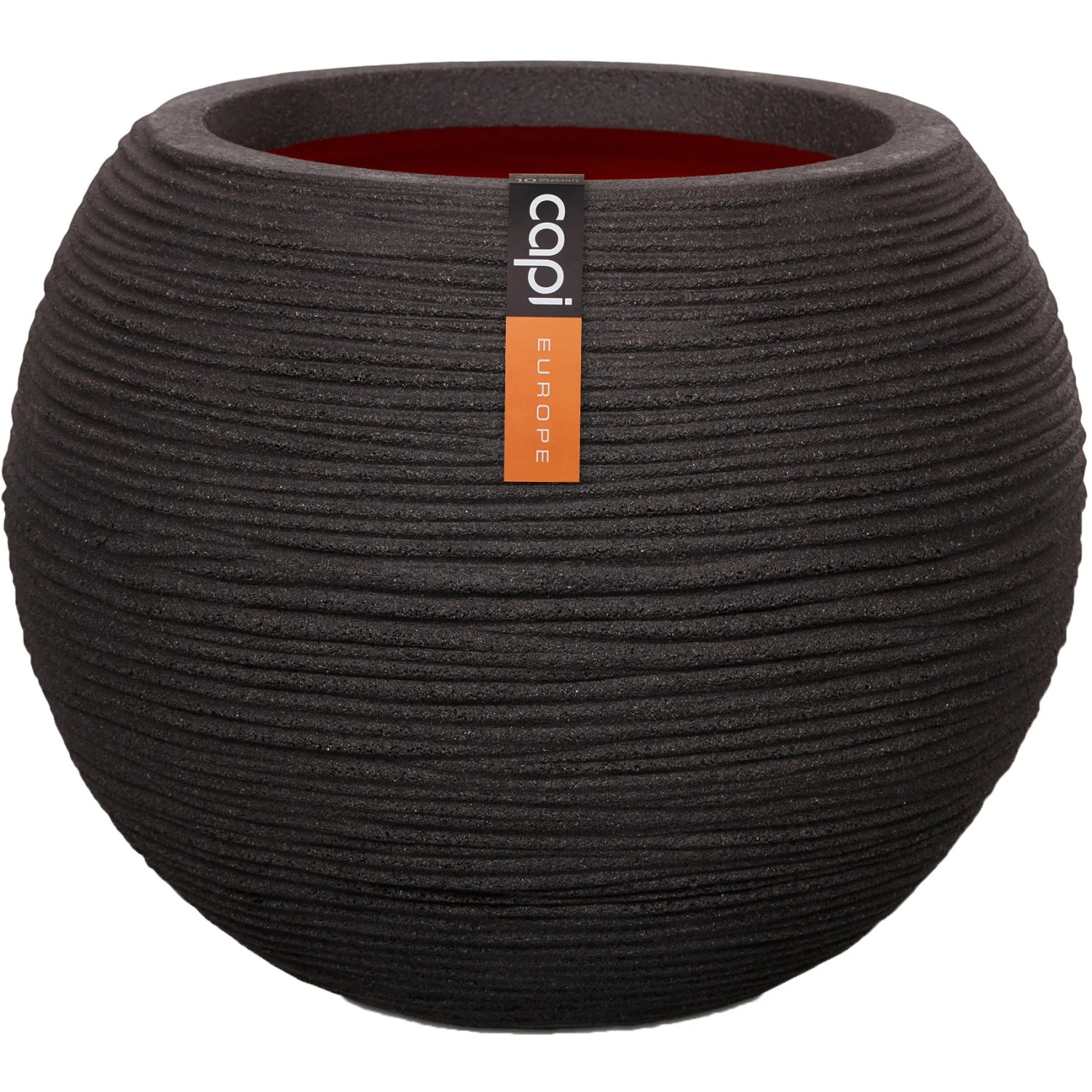 Capi Pflanztopf Nature Rib Kugel niedrig Riffel Ø 40 cm x 32 cm Schwarz