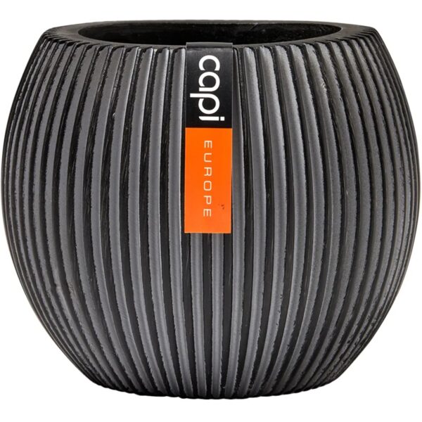 Capi Pflanztopf Groove Kugel Schwarz 22 cm x 18 cm