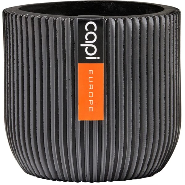 Capi Pflanztopf Groove Kugel Oval Schwarz 17 cm x 15 cm