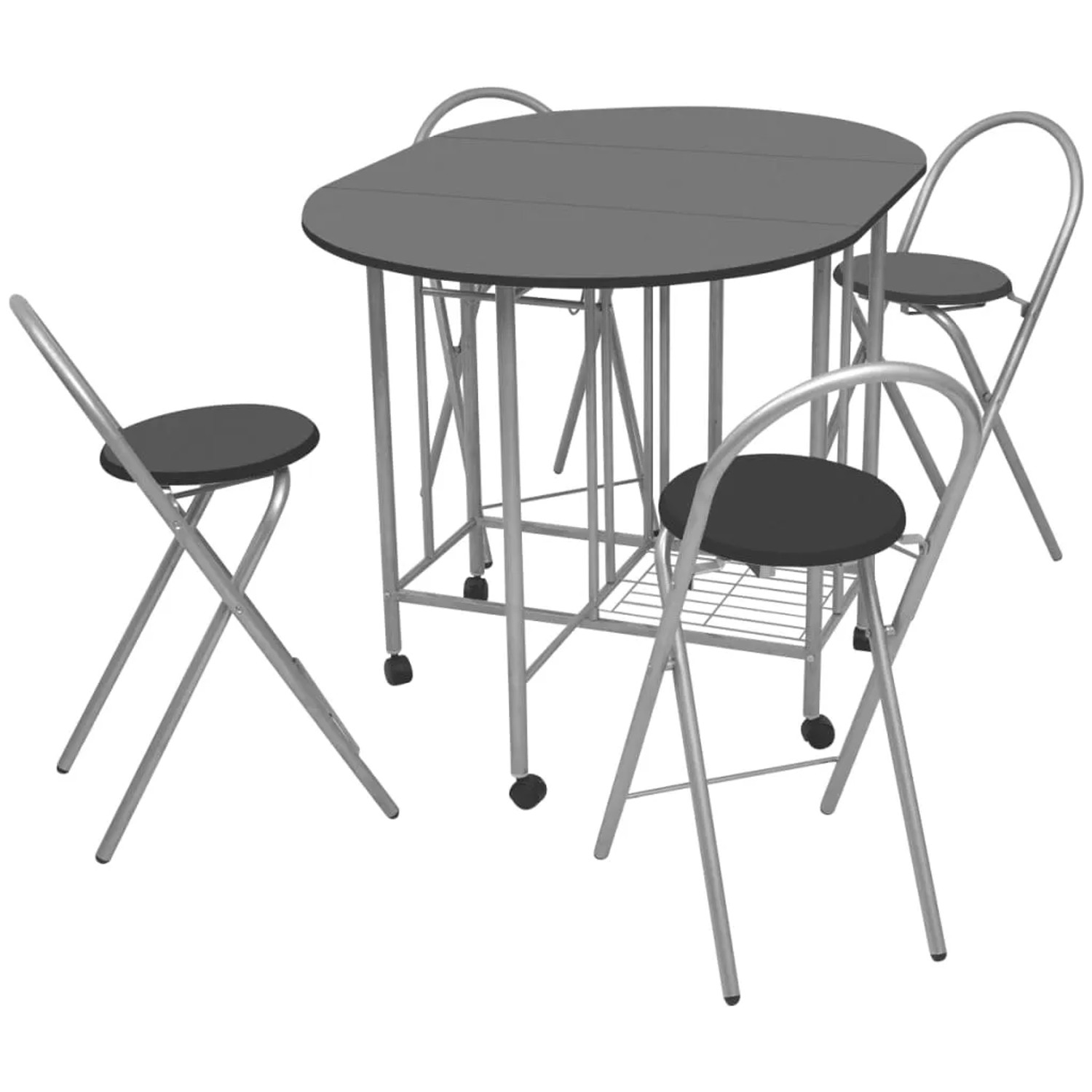 vidaXL Ausklappbarer Esstisch MDF Schwarz