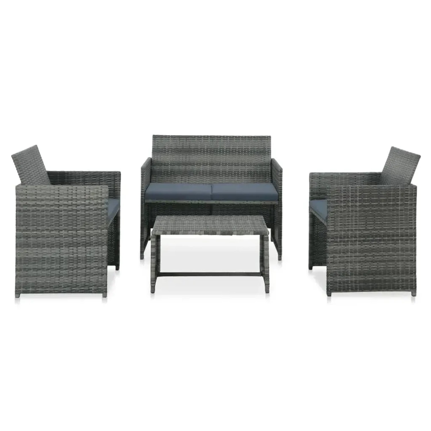 vidaXL 4-Tlg Garten-Lounge-Set mit Auflagen Poly Rattan Grau 43909