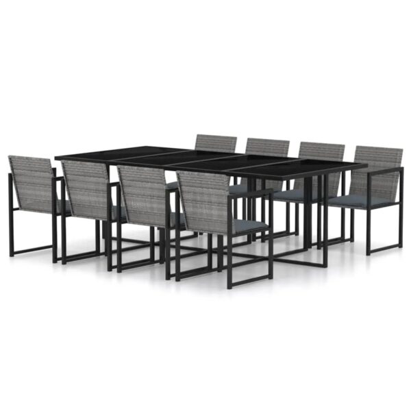 vidaXL 9-Tlg Garten-Essgruppe mit Kissen Poly Rattan Grau 313119 vidaXL 9-Tlg Garten-Essgruppe mit Kissen Poly Rattan Grau 313119
