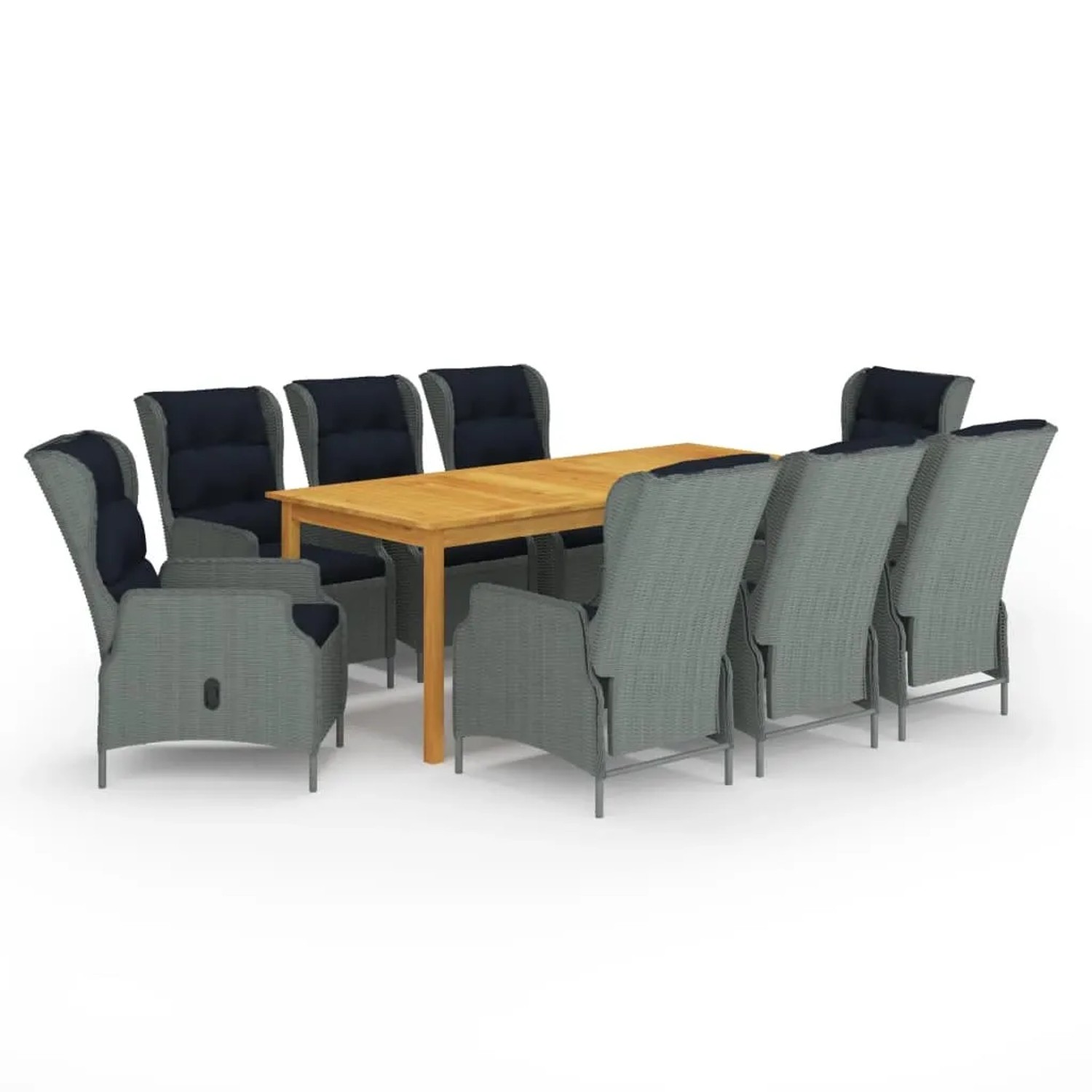 vidaXL 9-Tlg Garten-Essgruppe Hellgrau 3067936