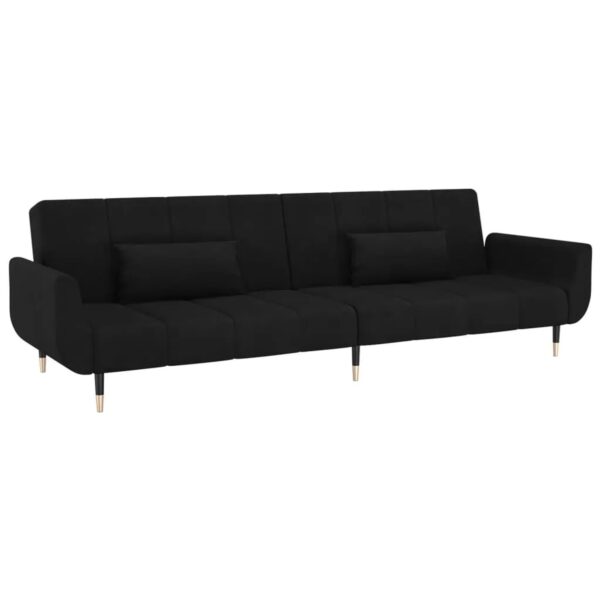 vidaXL Schlafsofa 2-Sitzer mit 2 Kissen Schwarz Samt Modell 6 vidaXL Schlafsofa 2-Sitzer mit 2 Kissen Schwarz Samt Modell 6