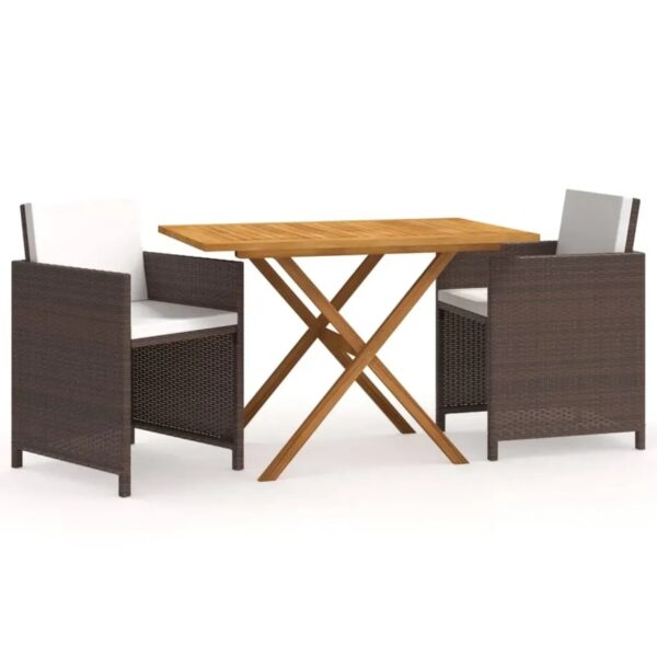 vidaXL 3-Tlg Garten-Essgruppe mit Kissen Braun 3094299 vidaXL 3-Tlg Garten-Essgruppe mit Kissen Braun 3094299