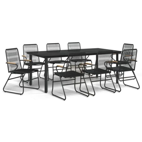 vidaXL 9-Tlg Garten-Essgruppe Schwarz PVC Rattan 3099214