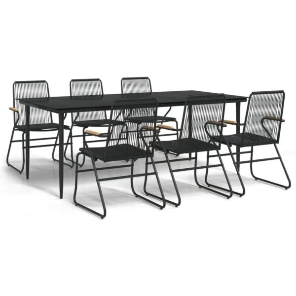 vidaXL 7-Tlg Garten-Essgruppe Schwarz PVC-Rattan 3099219