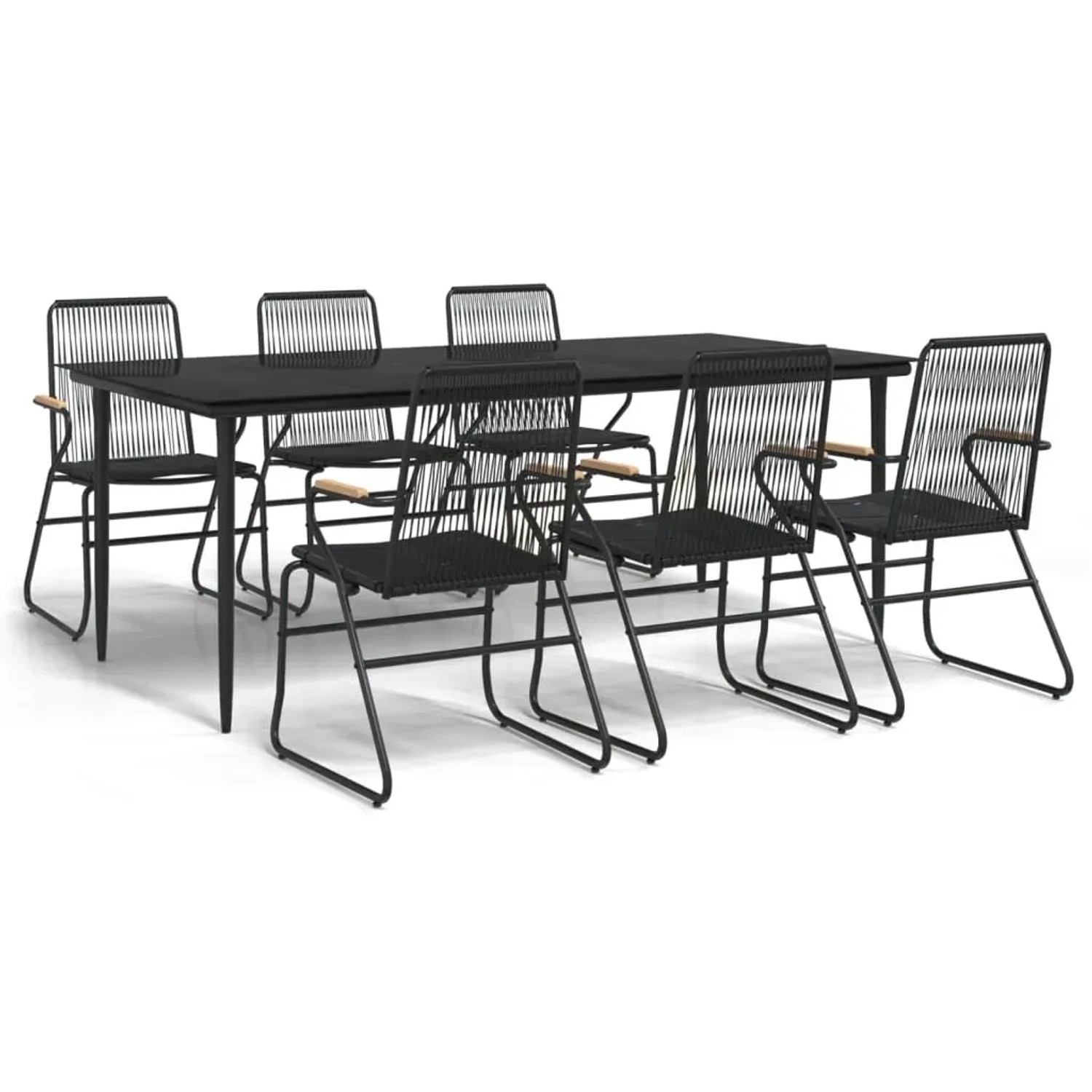 vidaXL 7-Tlg Garten-Essgruppe Schwarz PVC-Rattan 3099219