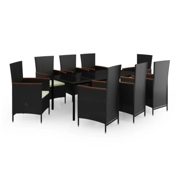 vidaXL 9-Tlg Garten-Essgruppe mit Kissen Schwarz 3099430 vidaXL 9-Tlg Garten-Essgruppe mit Kissen Schwarz 3099430